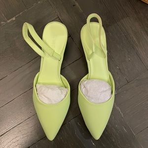 Neon Yellow Open Edit Cammie Kitten Heel Slingback Pump